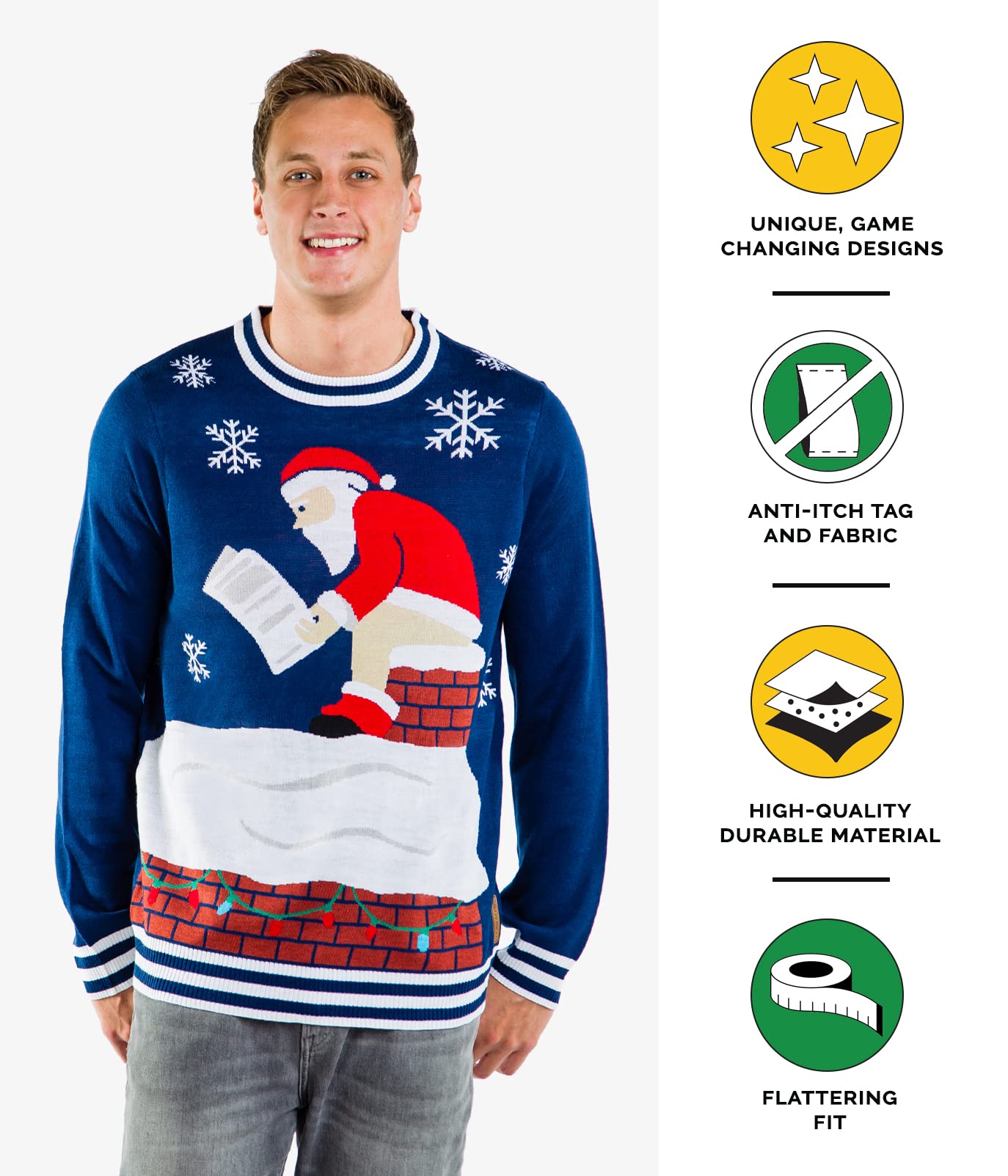 Tipsy Elves Men's Ugly Christmas Sweaters - Funny Christmas Sweaters for Men - Fun Winter Pullovers