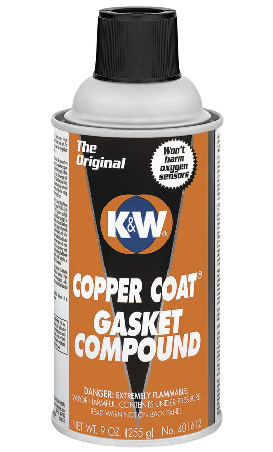 K&W 401612 Copper Coat Aerosol - 9 Wt Oz High Tack Sealant for Metallic, Hard Surfaces, Rubber Gaskets | Automotive Adhesives & Sealants