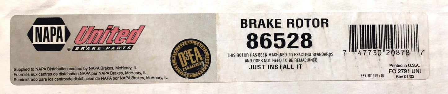 Napa United Brake Rotor 86528