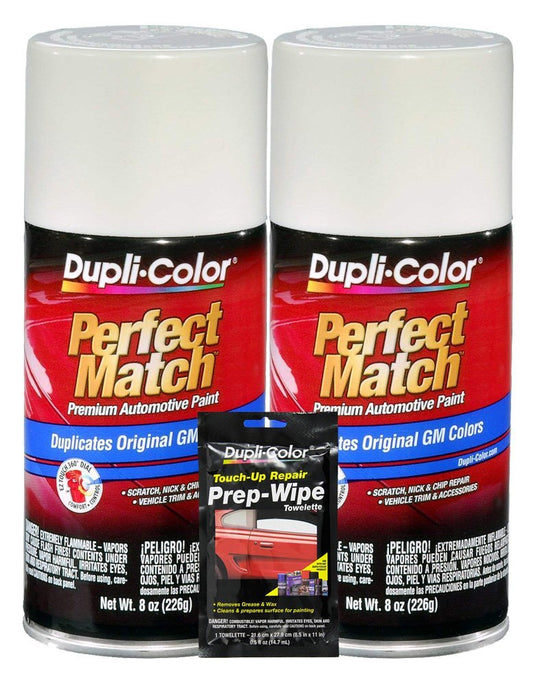 Dupli-Color Dover/Arctic White Exact-Match Automotive Paint For GM Vehicles - 8 oz, Bundles with Prep Wipe