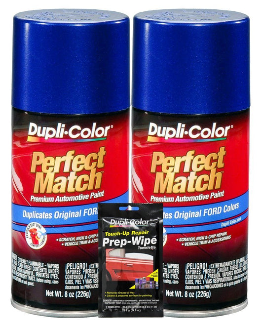 Dupli-Color Sonic Blue Pearl Exact-Match Automotive Paint for Ford Vehicles - 8 oz, Bundles with Prep Wipe (3 Items)