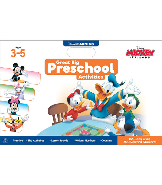 Disney Learning Great Big Preschool Activities―Large Math and Phonics Activity Book, Letters, Shapes, Patterns, and Number Sense Practice With Reward Stickers, Ages 3+ (128 pgs)