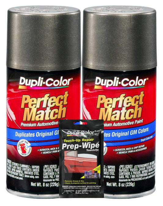 Dupli-Color Dark Bronzemist Metallic Exact-Match Automotive Paint For GM Vehicles - 8 oz, Bundles with Prep Wipe (3 Items)