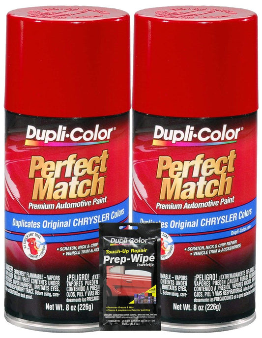 Dupli-Color Radiant Fire Perfect Match Automotive Paint for Chrysler Vehicles - 8 oz, Bundles with Prep Wipe (3 Items)