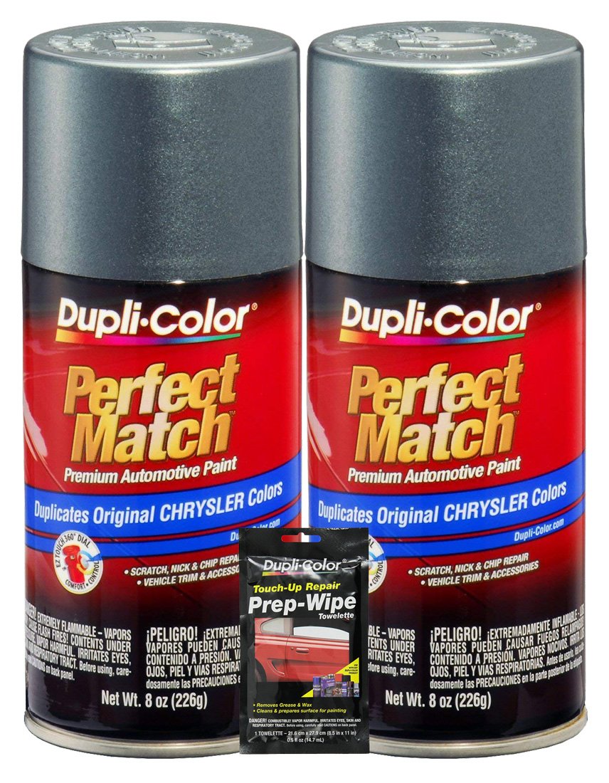 Dupli-Color Sherwin-Williams Company Magnesium Pearl Perfect Match Automotive Paint for Chrysler Vehicles - 8 oz, Bundles with Prep Wipe (3 Items)