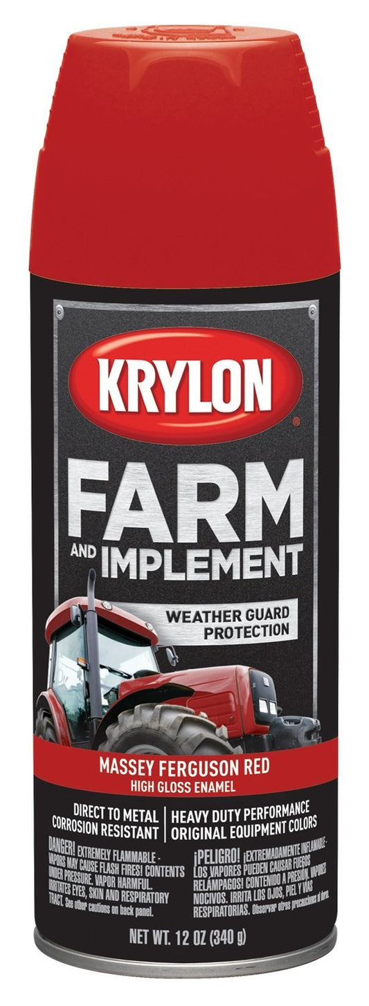 Krylon 1939 Farm & Implement, High Gloss, Furguson, 12 oz. Aerosol Paints, Each, Massey Ferguson Red - New