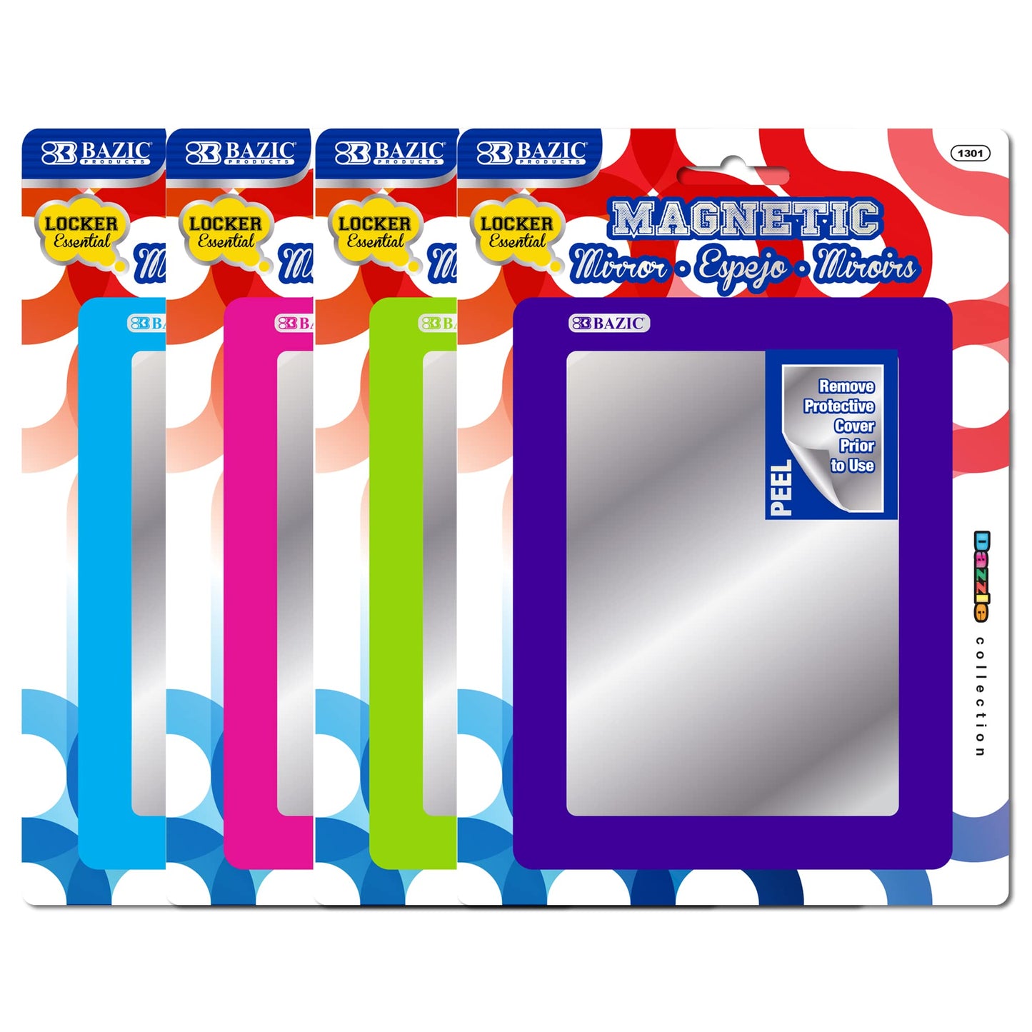 BAZIC Multicolor Magnetic Locker Mirror - One Mirror - Color May Vary