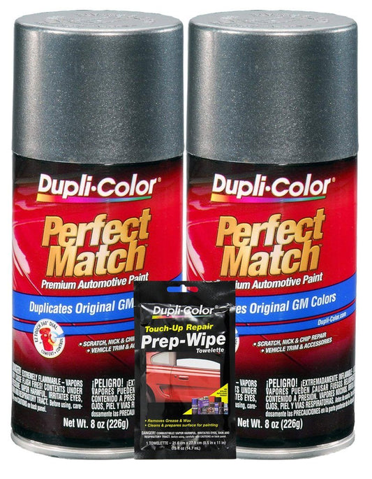 Dupli-Color Medium Gray Metallic Exact-Match Automotive Paint For GM Vehicles - 8 oz, Bundles with Prep Wipe (3 Items)