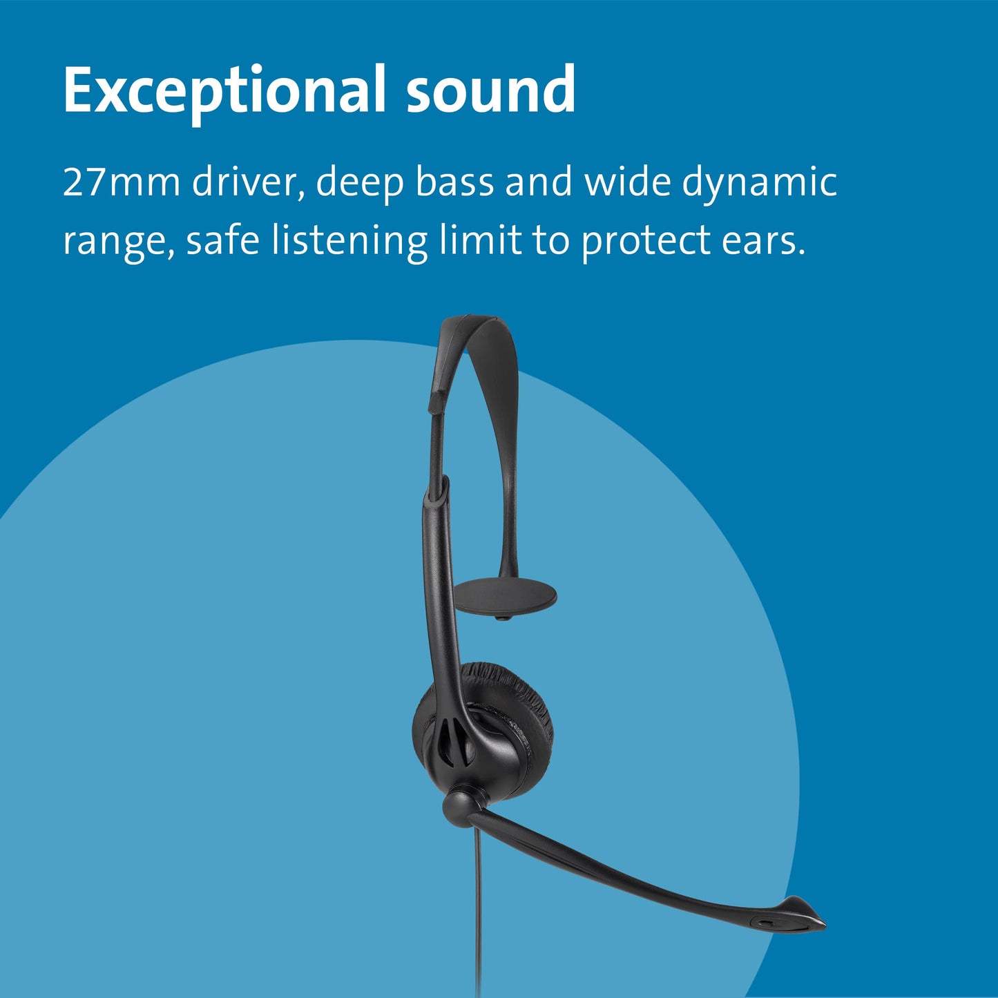 Kensington USB Mono Headset with Mic and Volume Control, Single Ear (Monaural) Headset with Boom Mic (K80100WW)