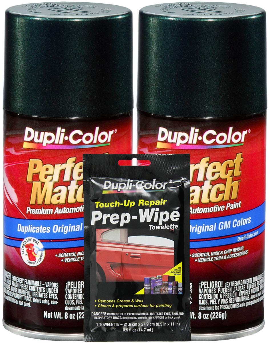 Dupli-Color Medium Green Metallic Exact-Match Automotive Paint For GM Vehicles - 8 oz, Bundles with Prep Wipe (3 Items)