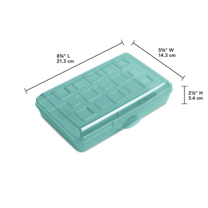 Sterilite Small Pencil Box Plastic, Molokai Blue Tint, 12 Pack