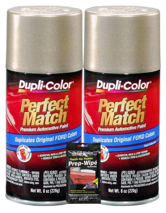 Dupli-Color Mocha Frost Metallic Exact-Match Automotive Paint For Ford Vehicles - 8 oz, Bundles with Prep Wipe (3 Items)