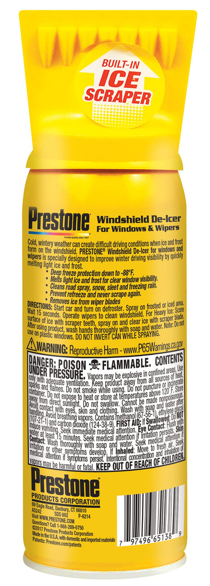Prestone AS242-12PK Spray De-Icer with Scraper Top -11 oz., (Pack of 12)
