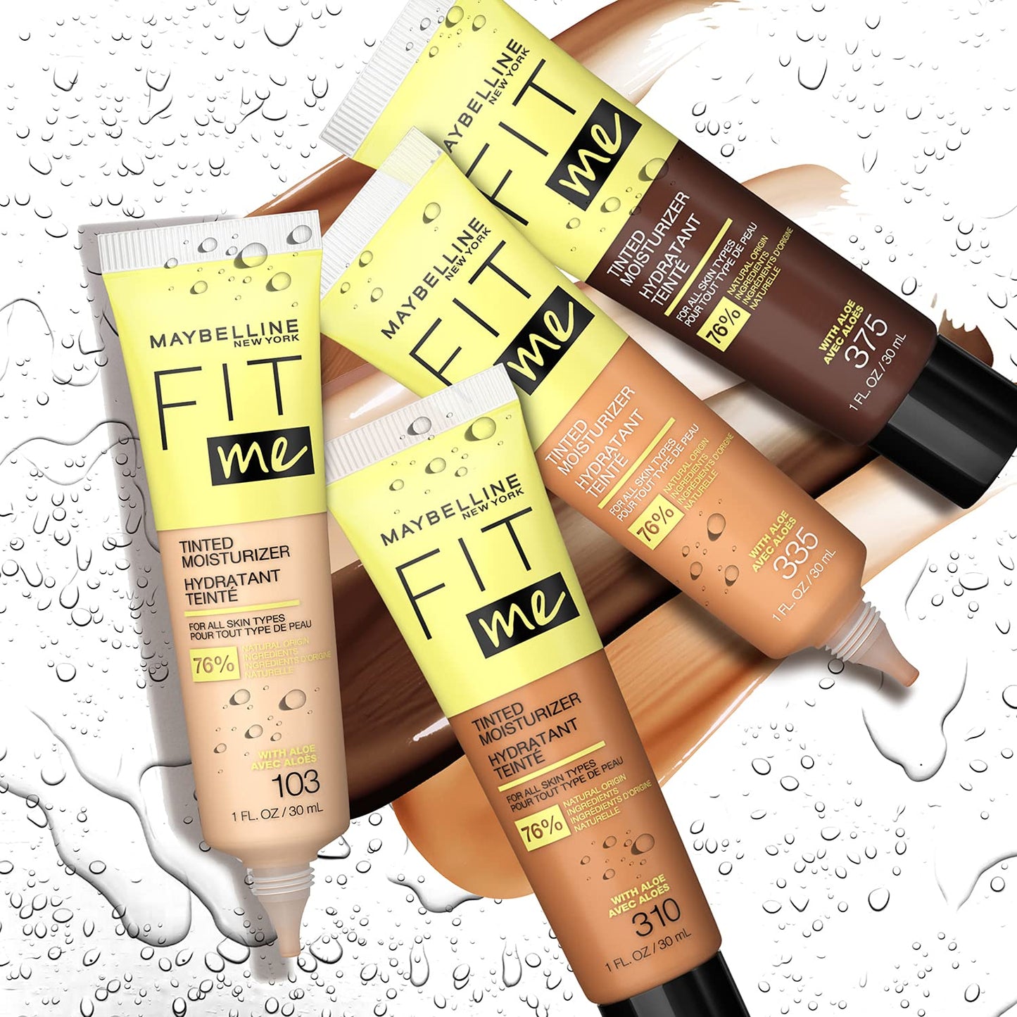 Fit Me Tinted Moisturizer, Fresh Feel, Natural Coverage, 12H Hydration, Evens Skin Tone, Conceals Imperfections, for All Skin Tones and Skin Types