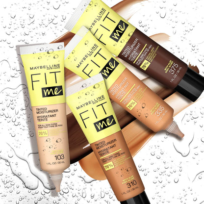 Fit Me Tinted Moisturizer, Fresh Feel, Natural Coverage, 12H Hydration, Evens Skin Tone, Conceals Imperfections, for All Skin Tones and Skin Types