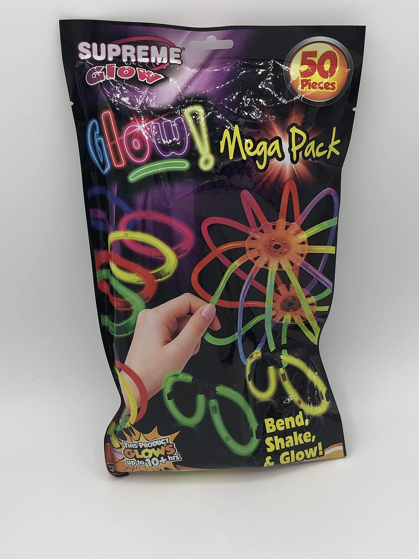 Glow in the Dark 50 piece Mega Pack Assorted Glow Sticks, Light Sticks, Tube Connectors, Ball Connectors and Glow Eyeglass Kits
