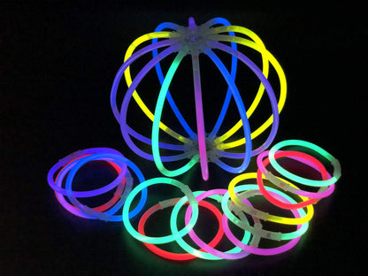Glow in the Dark 50 piece Mega Pack Assorted Glow Sticks, Light Sticks, Tube Connectors, Ball Connectors and Glow Eyeglass Kits