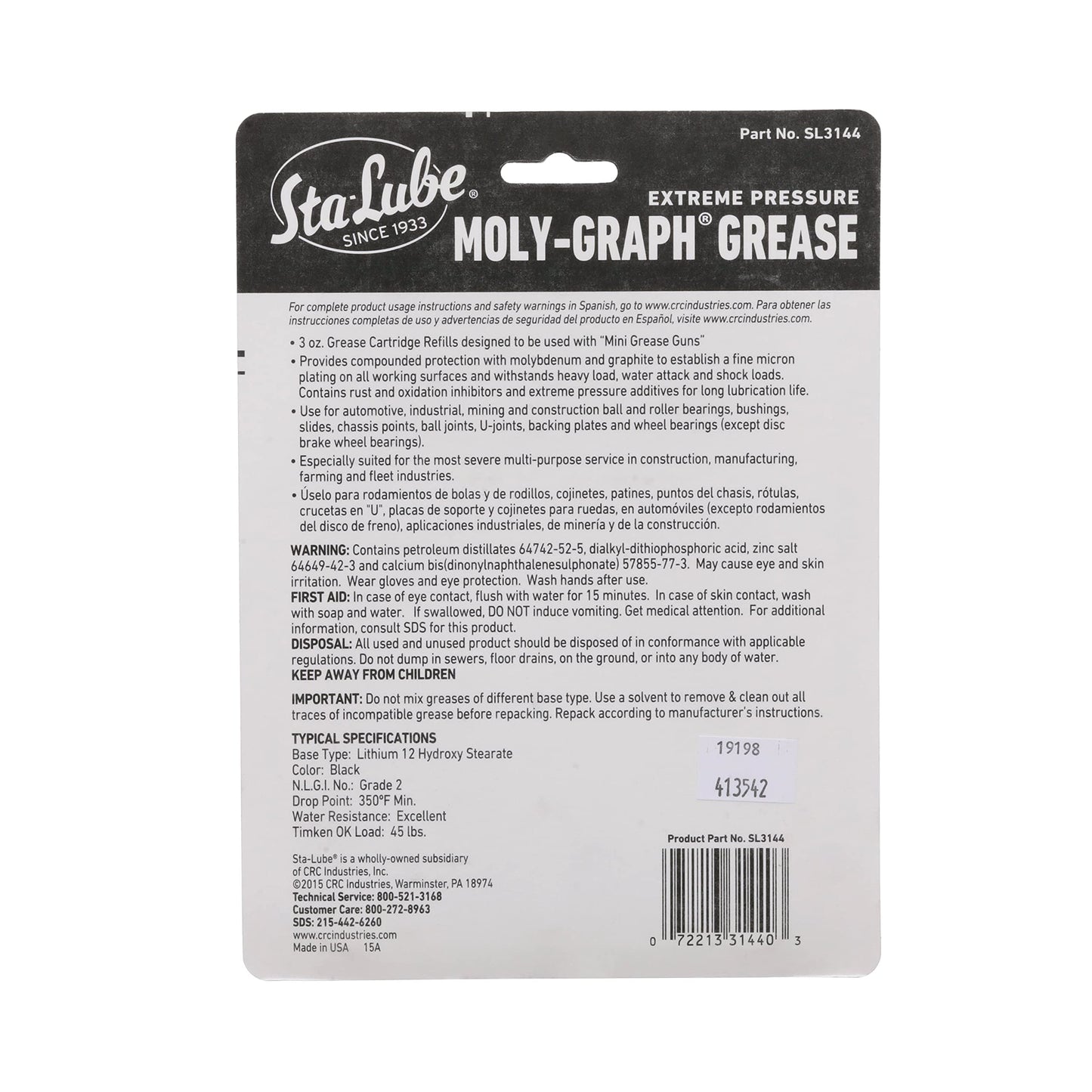 Sta-Lube Moly-Graph Extreme Pressure Multi-Purpose Grease
