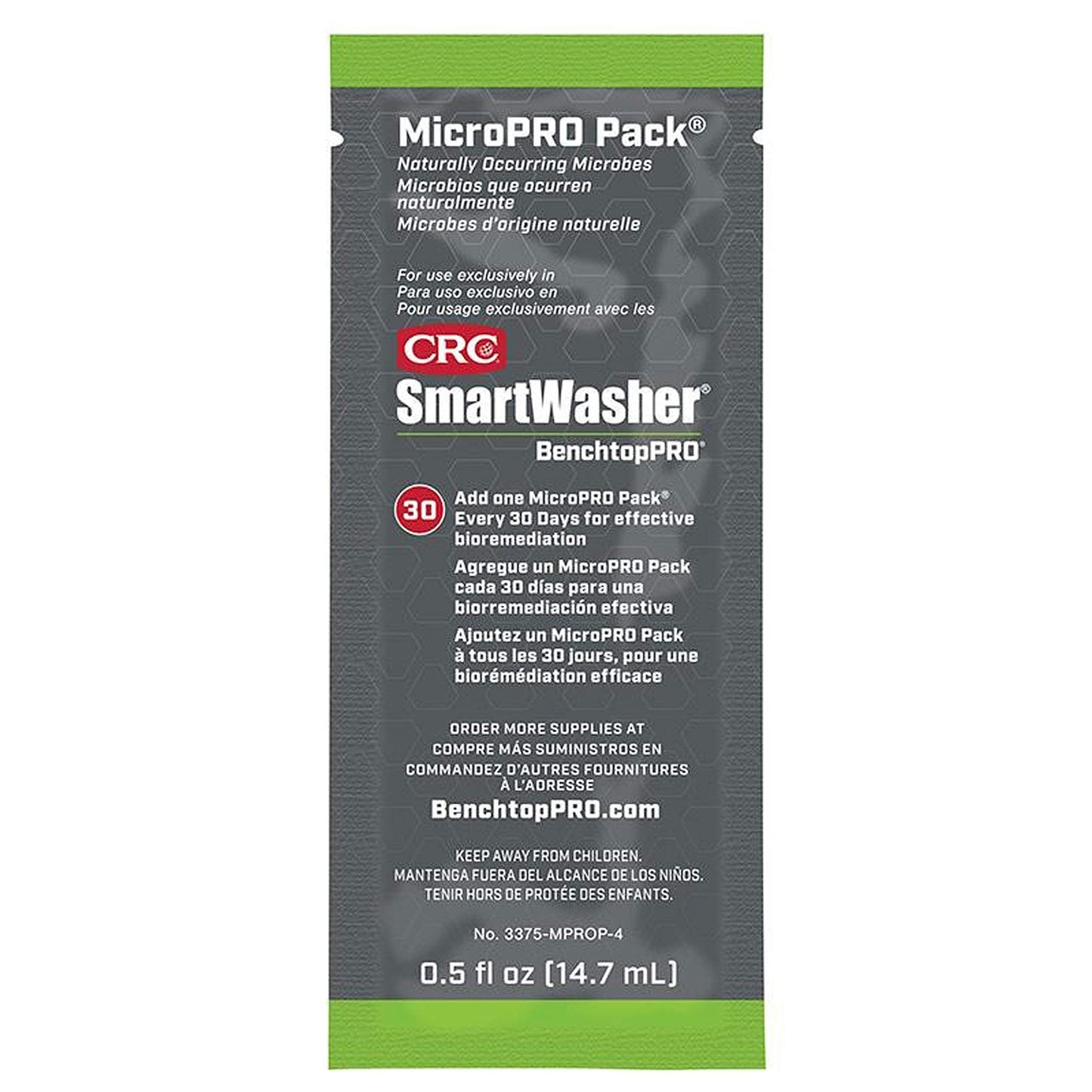 CRC SmartWasher 1751154 BenchtopPRO MicroPRO Pack – [Pack of 4] 0.5 fl. Oz, Microbe Packet w/Oil Consuming Microbes