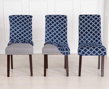 Great Bay Home Printed Velvet Plush Dining Chair Slipcovers. Washable Chair Covers. Summerhill Collection (Set of 2, Grey)