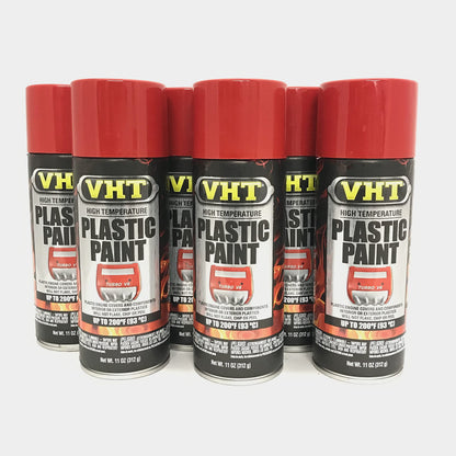 VHT SP821 Red High Temperature Plastic Paint, 11oz - 6 PACK