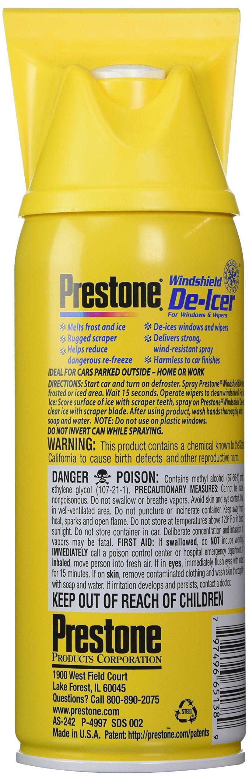 Prestone Windshield De-Icer, 11 oz