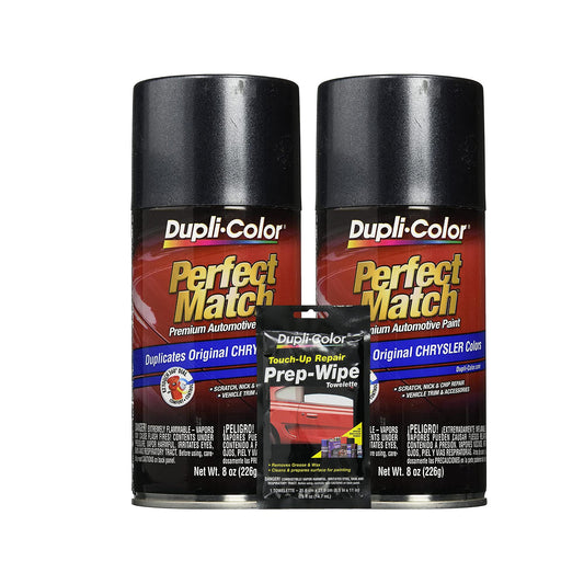 Dupli-Color Graphite (M) Perfect Match Automotive Paint Compatible With Chrysler Vehicles - 8 oz, Bundles with Prep Wipe (3 Items)