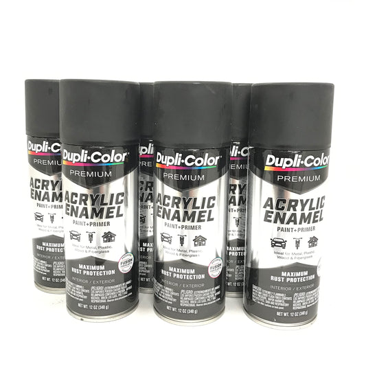 Duplicolor Premium Acrylic Enamel Spray Paint Flat Black- PAE102-6pack