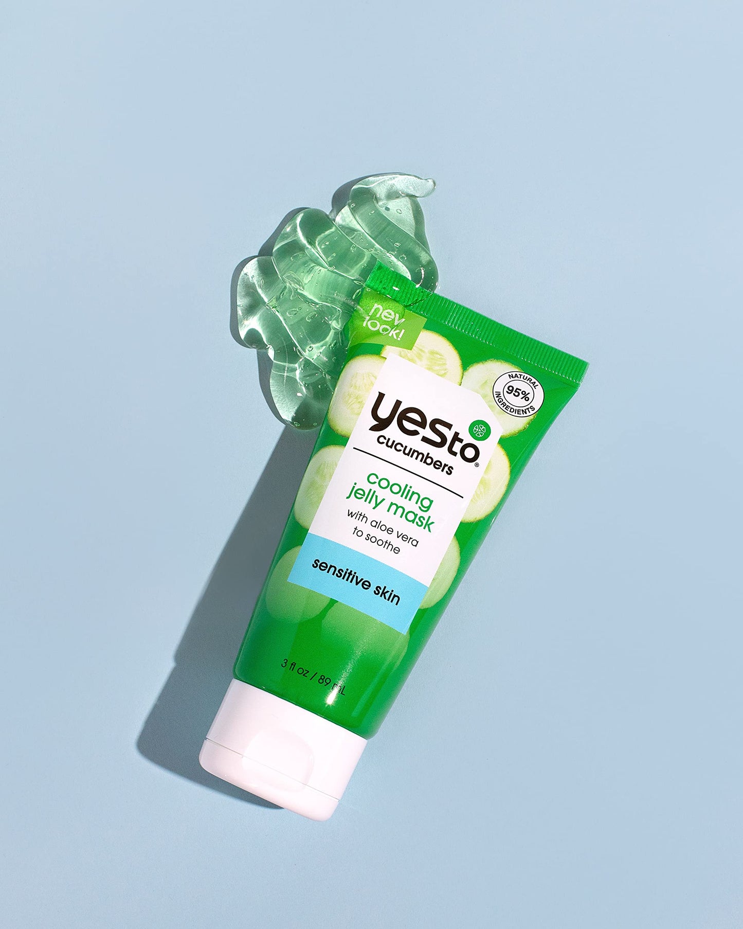 Yes To Cucumber Cooling Jelly Mask, Hydrating Bouncy Lightweight Gel Mask That Leaves Skin Feeling Cool, Soothed & Refreshed, With Cucumber Extract & Antioxidants Natural Vegan & Cruelty Free, 3 Fl Oz