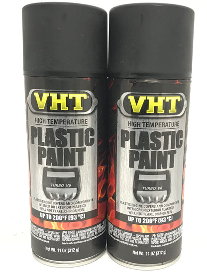 VHT SP820 Black High Temperature Plastic Paint, 11oz - 2 PACK