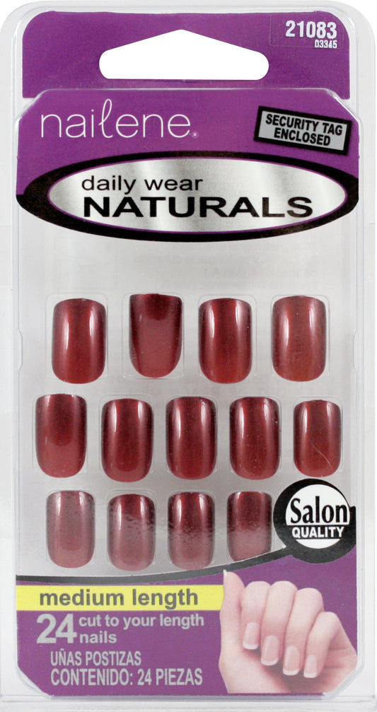 Nailene Studio Nails ~ 24 Nails (21083 Dark Maroon)