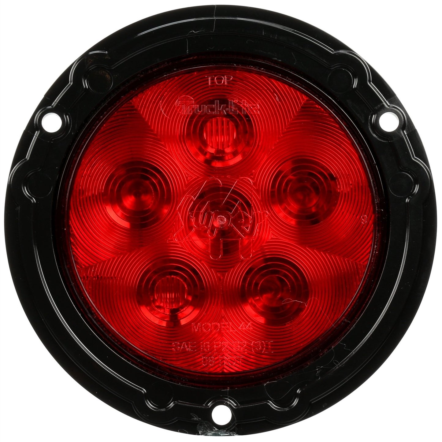 Truck-Lite 44326R Super 44 LED Red Round Stop/Turn/Tail Light (Black Flange Mount, Fit 'N Forget S.12V, 6 Diode)