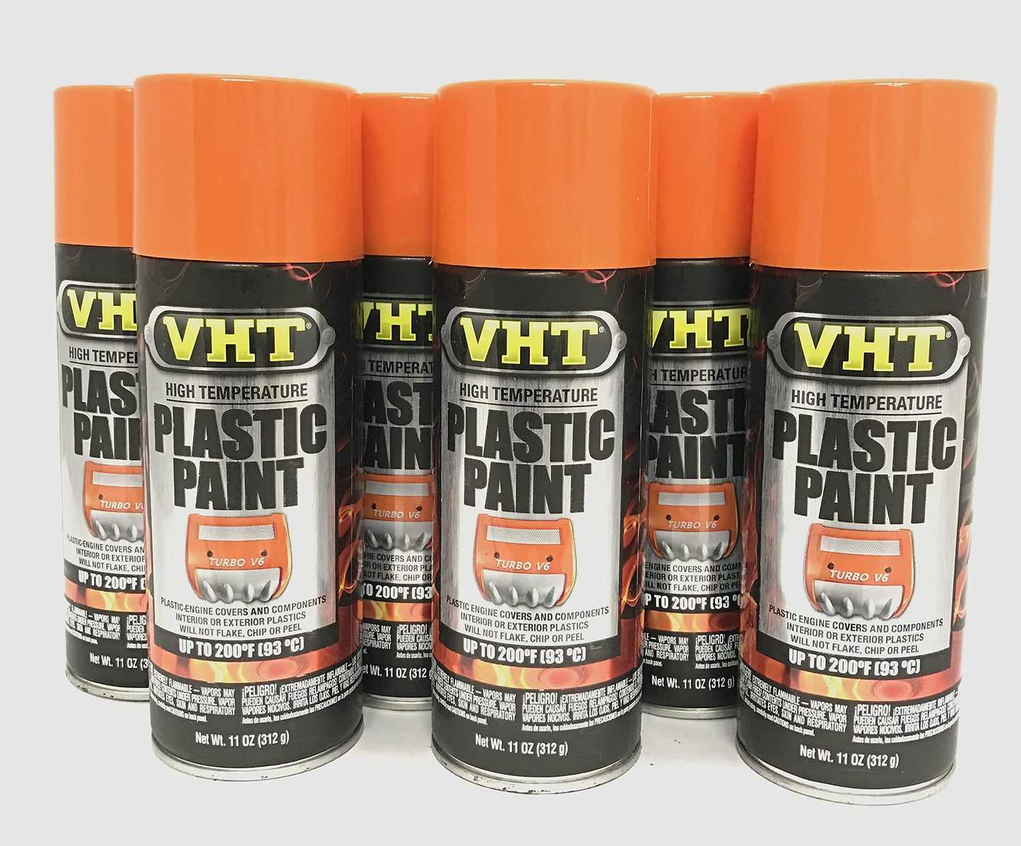 VHT SP823 Gloss Orange High Temperature Plastic Paint, 11oz - 6 PACK