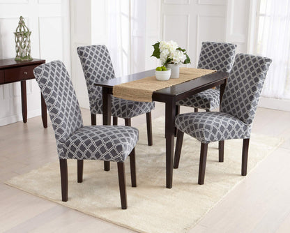 Great Bay Home Printed Velvet Plush Dining Chair Slipcovers. Washable Chair Covers. Summerhill Collection (Set of 2, Grey)