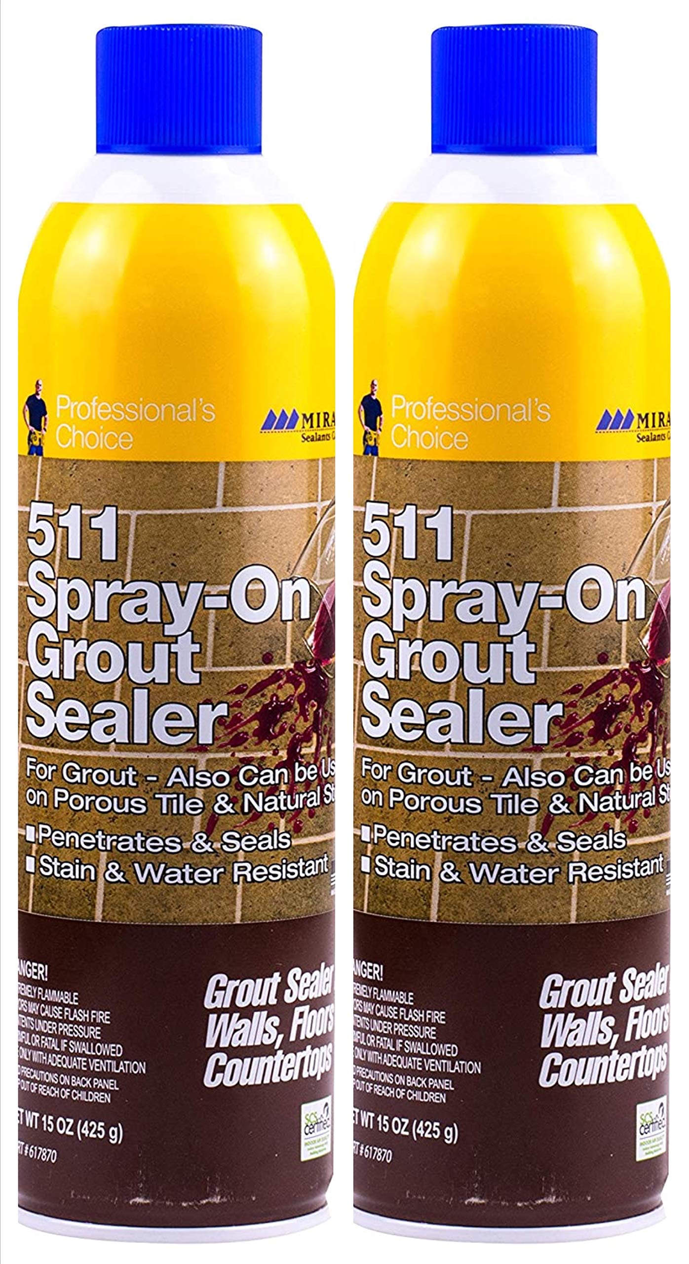 Miracle Sealants GRTSLRAEROCS Grout Aerosol Spray Penetrating Sealers, 15 oz (Pack of 2)