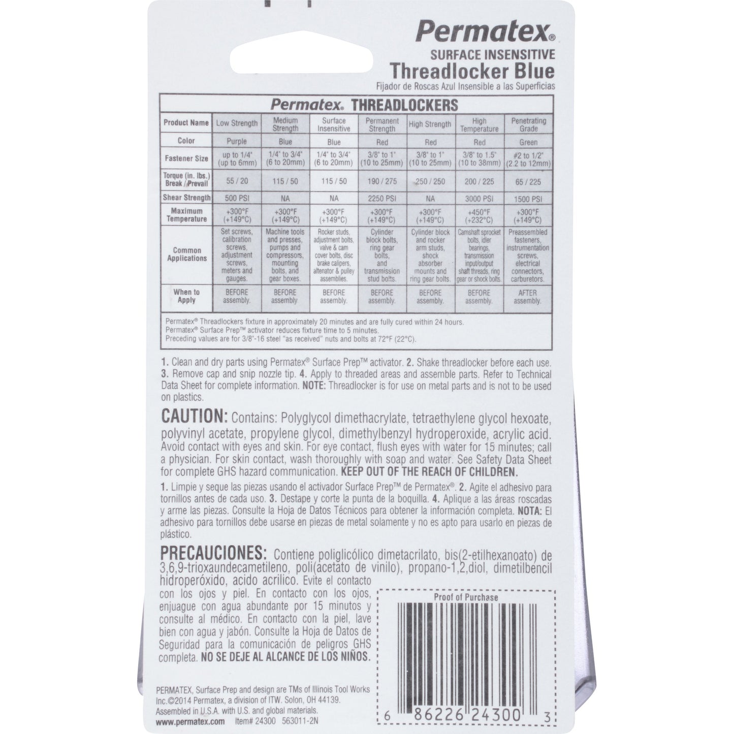 Permatex 24300-6PK Surface Insensitive Threadlocker Blue, 0.34 oz. (Pack of 6)