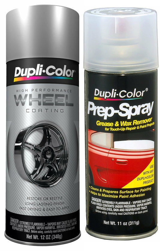 Dupli-Color HWP101 Silver High Performance Wheel Paint Bundle with Prep Spray (2 Items)