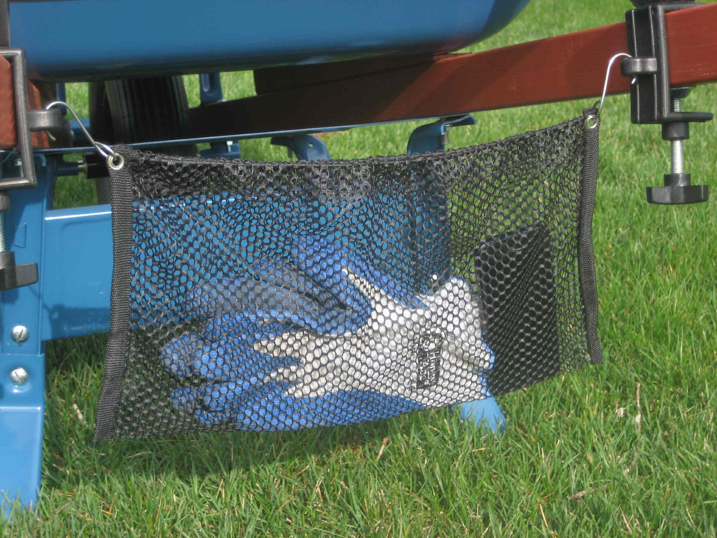 Grizzly Grip Wheelbarrow Tool Holder with Mesh Bag, Secures Tools To Wheelbarrow