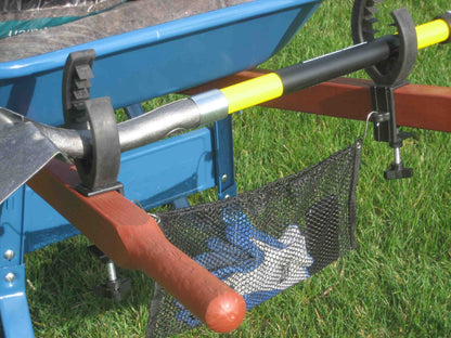 Grizzly Grip Wheelbarrow Tool Holder with Mesh Bag, Secures Tools To Wheelbarrow