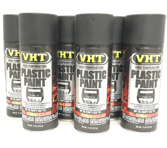 VHT SP820 Black High Temperature Plastic Paint, 11oz - 6 PACK