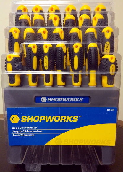 26-piece Shopworks Magnetic Tip Screwdriver Set: Phillips Star Slotted Pozi with Organizer Rack