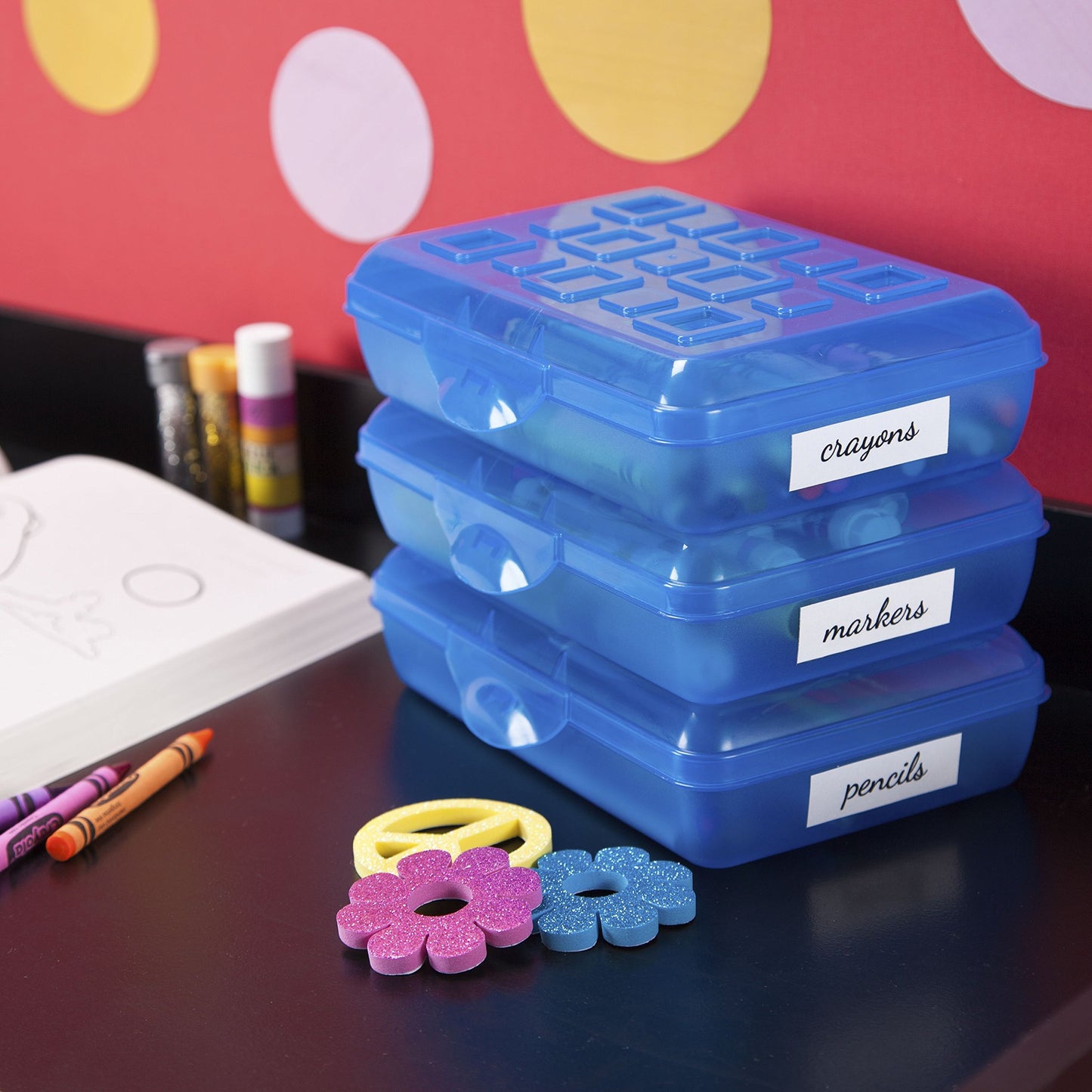 Sterilite 17224812 Small Pencil Box, Splash Tint, 12-Pack