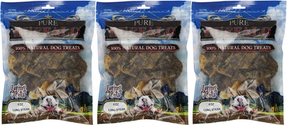 Loving Pets 3 Pack of Pure Buffalo Lung Steaks, 4 Ounces Each, Single-Ingredient Dog Treats