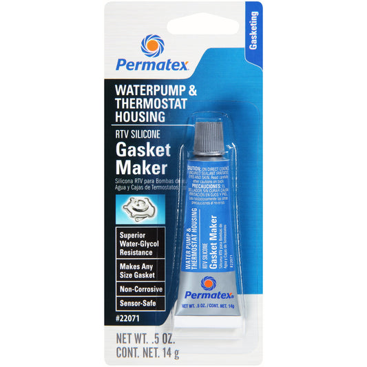 Permatex 22071-6PK Water Pump and Thermostat RTV Silicone Gasket, 0.5 oz. (Pack of 6)
