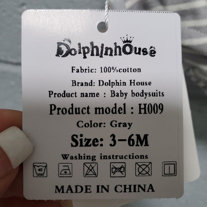 Dolphinhouse Baby Bodysuit, Gray