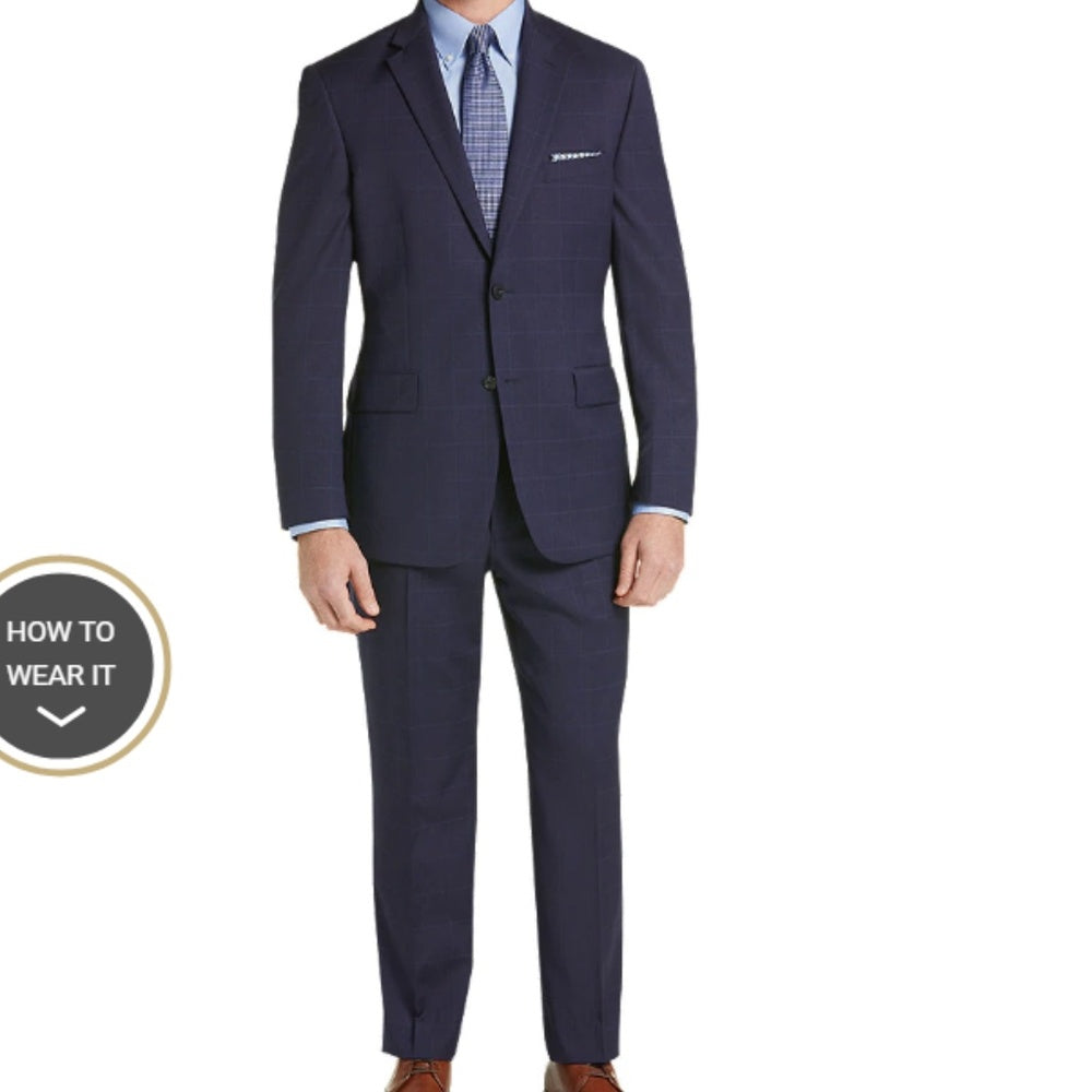 Traveler Collection Tailored Fit Windowpane Suit