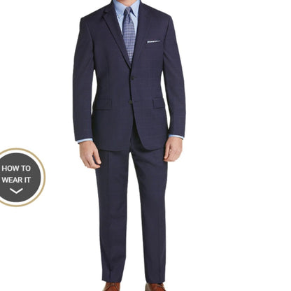 Traveler Collection Tailored Fit Windowpane Suit