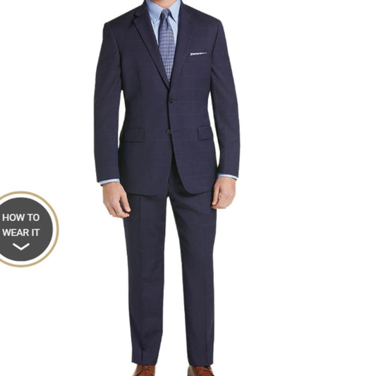 Traveler Collection Tailored Fit Windowpane Suit