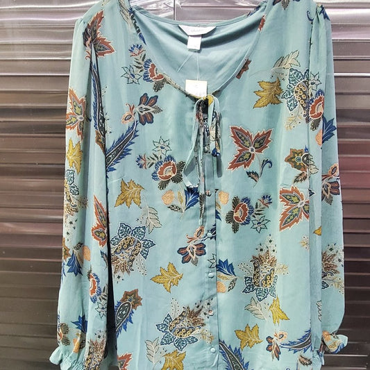 Spaced Floral Printed Plus Size Blouse,1X