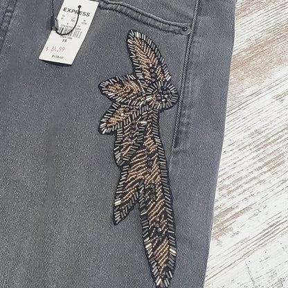 Super High Waisted Black Beaded Side Slim Jeans,6R